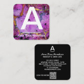 *~* Artsy Trendy INITIAAL GOLD QR LOGO FOTO Vierkante Visitekaartje (Voorkant / Achterkant)