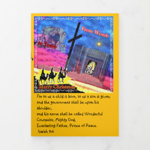 Artsy Trifold Letter Vouw Kerstkaart Drieluik Kaart