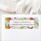 Artsy Tropical Fruit Polka Dots Waterverf Patroon Etiket (Insitu)