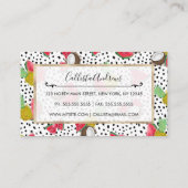 Artsy Tropical Fruit Polka Dots Waterverf Patroon Visitekaartje (Achterkant)