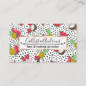 Artsy Tropical Fruit Polka Dots Waterverf Patroon Visitekaartje (Voorkant)
