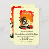 Artsy Tropisch Strand Zonsondergang Feest Uitnodig Kaart (Voorkant / Achterkant)