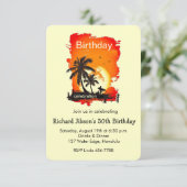 Artsy Tropisch Strand Zonsondergang Feest Uitnodig Kaart (Staand voorkant)