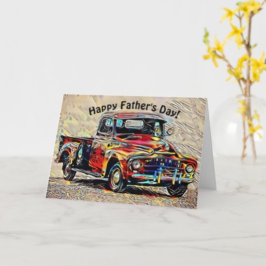 Artsy  Truck Vaderdag Kaart (Gele Bloem)