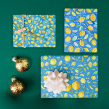 Artsy Turquoise Citrusvruchten Waterverf Patroon