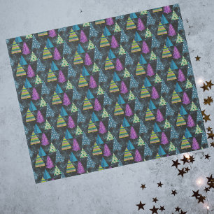 Artsy Turquoise Magenta Blauwgroen Limoen kerstbom Cadeaupapier
