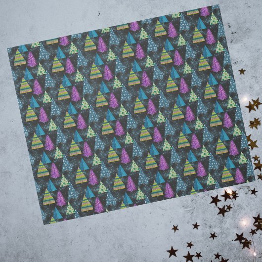 Artsy Turquoise Magenta Blauwgroen Limoen kerstbom Cadeaupapier