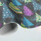 Artsy Turquoise Magenta Blauwgroen Limoen kerstbom Cadeaupapier