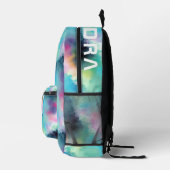 Artsy Turquoise Ocean Dream En Naam Waterverf Bedrukte Rugzak (Rechts)