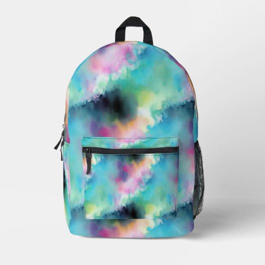 Artsy Turquoise Ocean Dream En Naam Waterverf Bedrukte Rugzak (Voorkant)