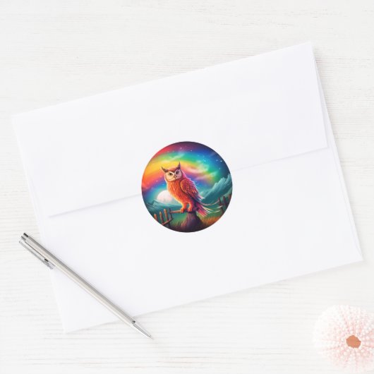 Artsy Uil Ronde Sticker (Envelop)