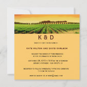 Artsy Vineyard Sunset Winery Wedding Invite Kaart (Voorkant)