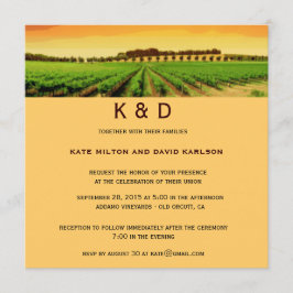 Artsy Vineyard Sunset Winery Wedding Invite Kaart