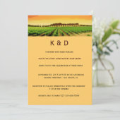 Artsy Vineyard Sunset Winery Wedding Invite Kaart (Staand voorkant)