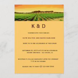 Artsy Vineyard Sunset Winery Wedding Invite Kaart