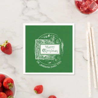 Artsy Vintage Retro Prettig Kerstmis Maatwerk Servet