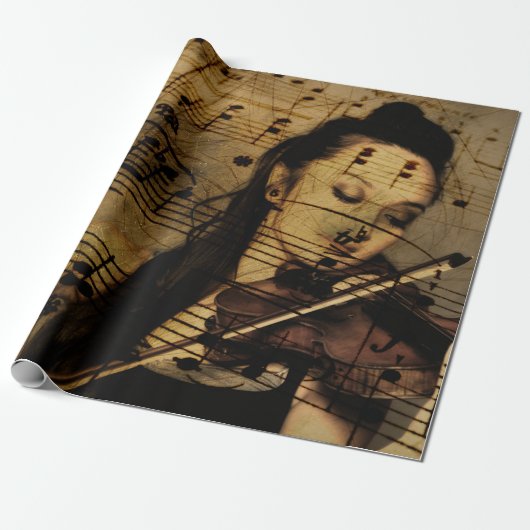 Artsy Violin Music Cadeaupapier (Uitgerold)