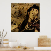 Artsy Violin Music Poster (Keuken)