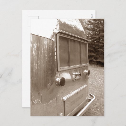 Artsy Visual Retro Travel Trailer Back End Leaving Feestdagenkaart (Voorkant / Achterkant)