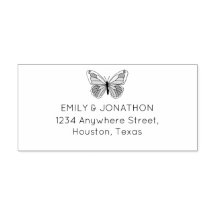 Artsy vlinder retour naam adres bruiloft