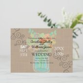 Artsy Waterverf Mason Jar bruiloft uitnodiging (Staand voorkant)