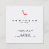 Artsy Waterverf Roze Flamingo Bruskes Lines Vierkante Visitekaartje (Achterkant)