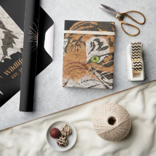 Artsy waterverf wilde tijger Bruin en zwart Cadeaupapier