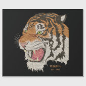 Artsy waterverf wilde tijger Bruin en zwart Cadeaupapier (Vlak)