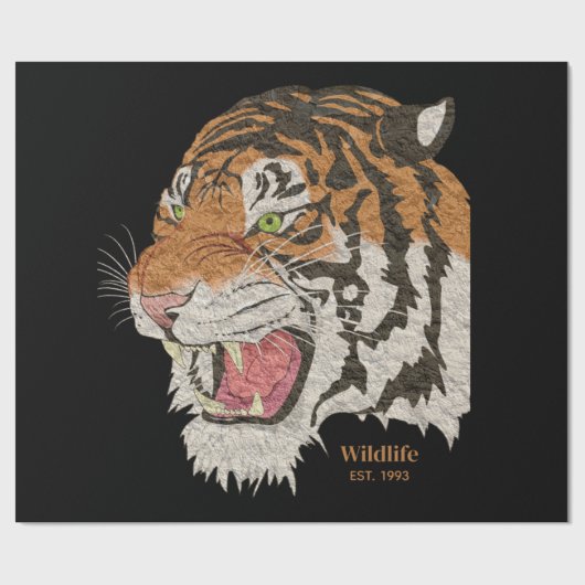 Artsy waterverf wilde tijger Bruin en zwart Cadeaupapier (Vlak)