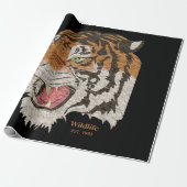Artsy waterverf wilde tijger Bruin en zwart Cadeaupapier (Uitgerold)