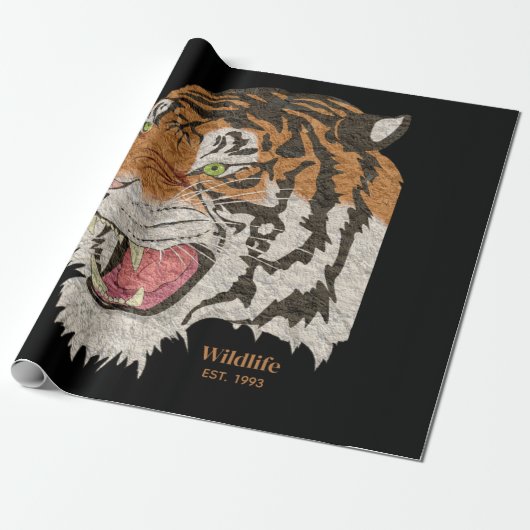 Artsy waterverf wilde tijger Bruin en zwart Cadeaupapier (Uitgerold)