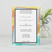 Artsy Waterverven Geometric Framed Wedding Kaart (Staand voorkant)