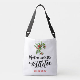 Artsy Whimsical Rode En Groene Misteletoe Waterver Crossbody Tas