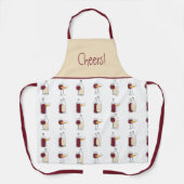 Artsy Wine Fles en Glass Pattern Cheers Schort (Voorkant)