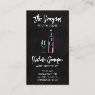 Artsy Wine Fles en Glass Visitekaartje