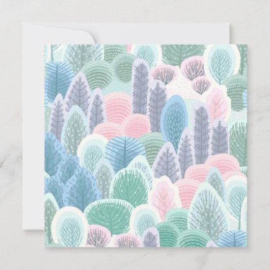 Artsy Winter Pastel Bomen Kerstfeest Kaart (Achterkant)