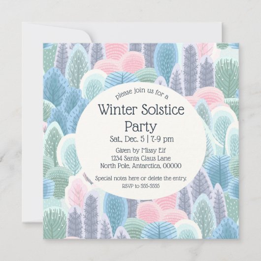 Artsy Winter Pastel Bomen Kerstfeest Kaart (Voorkant)