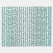 Artsy Witte Jeneverbes Groene Abstracte Chevron Fleece Deken (Voorkant (Horizontaal))