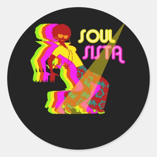Artsy Womens Funk Sista 70s Costume Afro S Ronde Sticker (Voorkant)