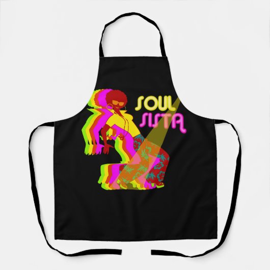 Artsy Womens Funk Sista  70s Costume Afro S Schort (Voorkant)