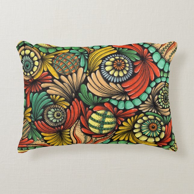 Artsy Zentangle botanisch patroon lendenkussen -  Accent Kussen (Voorkant)