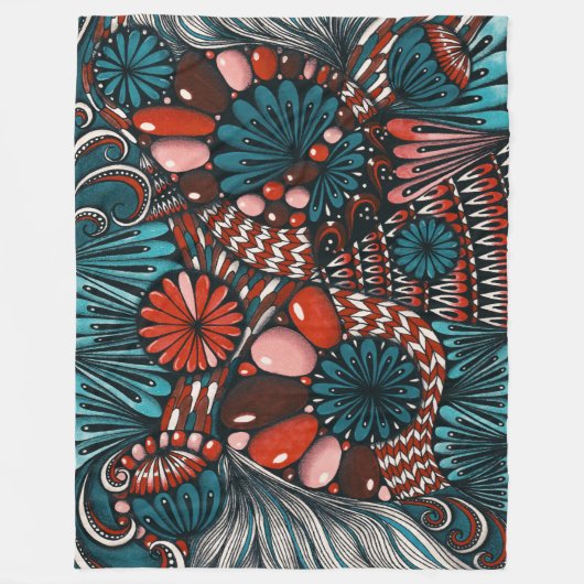 Artsy Zentangle Neurographica Patroon Fleece Deken (Voorkant)