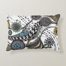 Artsy Zentangle Optische Illusie Lage Rug Kussen -