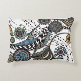 Artsy Zentangle Optische Illusie Lage Rug Kussen -