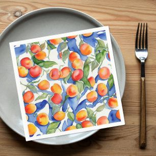 Artsy Zomer Abrikozen Fruiten Waterverf Patroon Servet