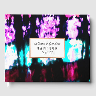 Artsy Zomer Blauwgroen Zwart Kleurrijke Tie Dye Pa Gastenboek