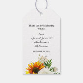 Artsy Zonnebloem Bloemen Dank u - Wit Cadeaulabel (Achterkant)