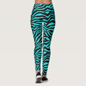 Artsy Zwart Turquoise Funky Zebra Print Patroon Leggings (Achterkant)