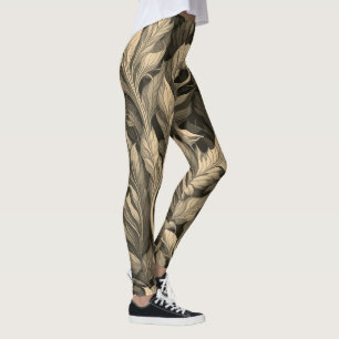 Artsy  zwart-wit botanisch patroon leggings