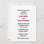 Artsy zwart wit rood Las Vegas bruiloft uitnodigin Kaart (Achterkant)